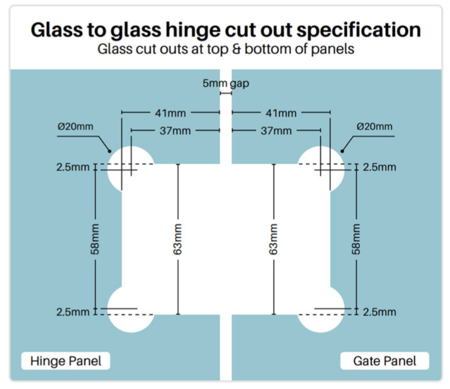 Pool Fence Hinges | Polaris Soft Close Hinge Set - Glass To Glass