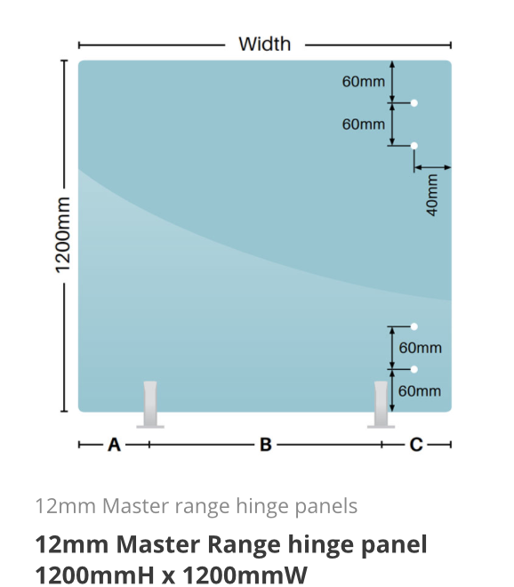 Glass | 12mm Master Range (Spring Loaded) Hinge Panel