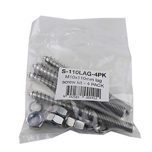 Fasteners | M10 x 110mm Lag Screw Kit SS316 – 4 Pack