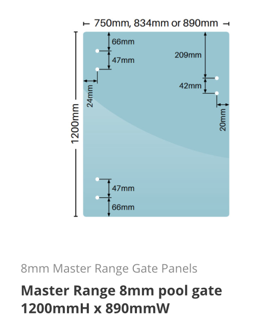 Glass | 8mm Master Range (Spring Loaded) Gate Panels
